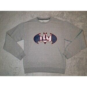 New York Giants Batman Logo Gray Fruit of the Loom Sweater DC Superhero Small
